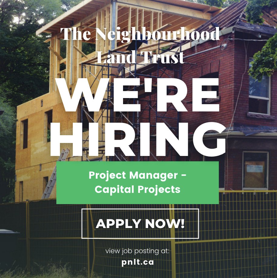 We're hiring 2 full-time Project Managers to implement and manage capital repairs and sustainability improvements for our portfolio of 85 small rental buildings and homes. Check out the job call at pnlt.ca