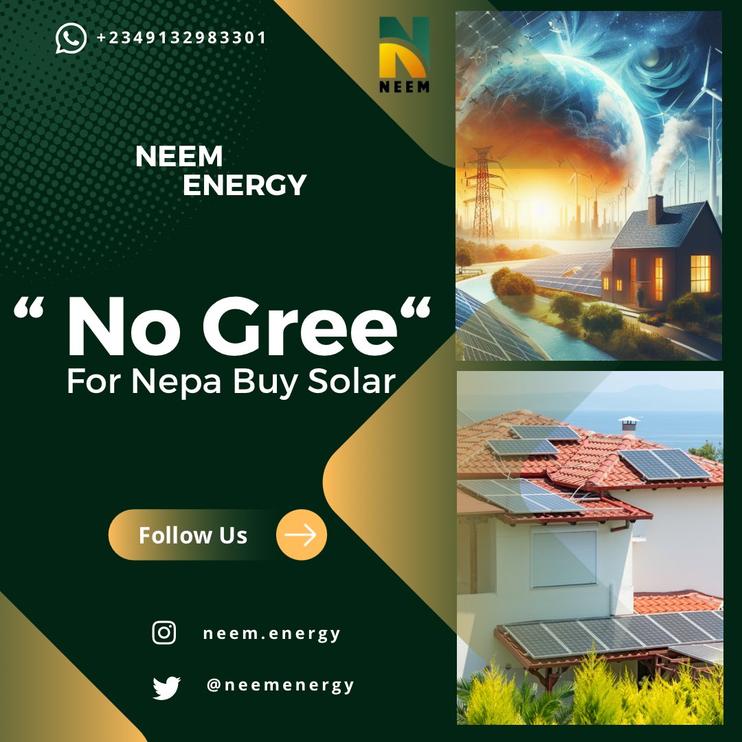 neemenergy's tweet photo. Stable electricity = Stable productivity 

Feel free to direct message us for personalized assistance in optimizing your solar investment strategy.

#Solar #solarchain #solarchainlabs #solarpanels #solarpower #MondayHustle #solarsystem #electricity #Nigerian #AFCON2023 #CAN2023 https://t.co/ImhvekvpgJ