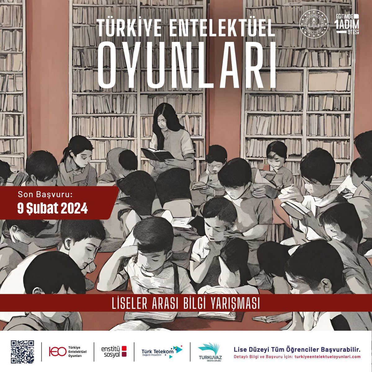 58fatihyildiz's tweet photo. Türkiye’nin en büyük bilgi yarışması olan Türkiye Entelektüel Oyunları’na tüm liseli gençlerin başvurularını bekliyor ve düşünce dünyamızın en önemli eserlerini okumaya davet ediyoruz!

Büyük Ödül: 100.000 TL

Detaylı bilgi ve başvuru:
https://t.co/qU452cjtYK https://t.co/gbidrP4BlS