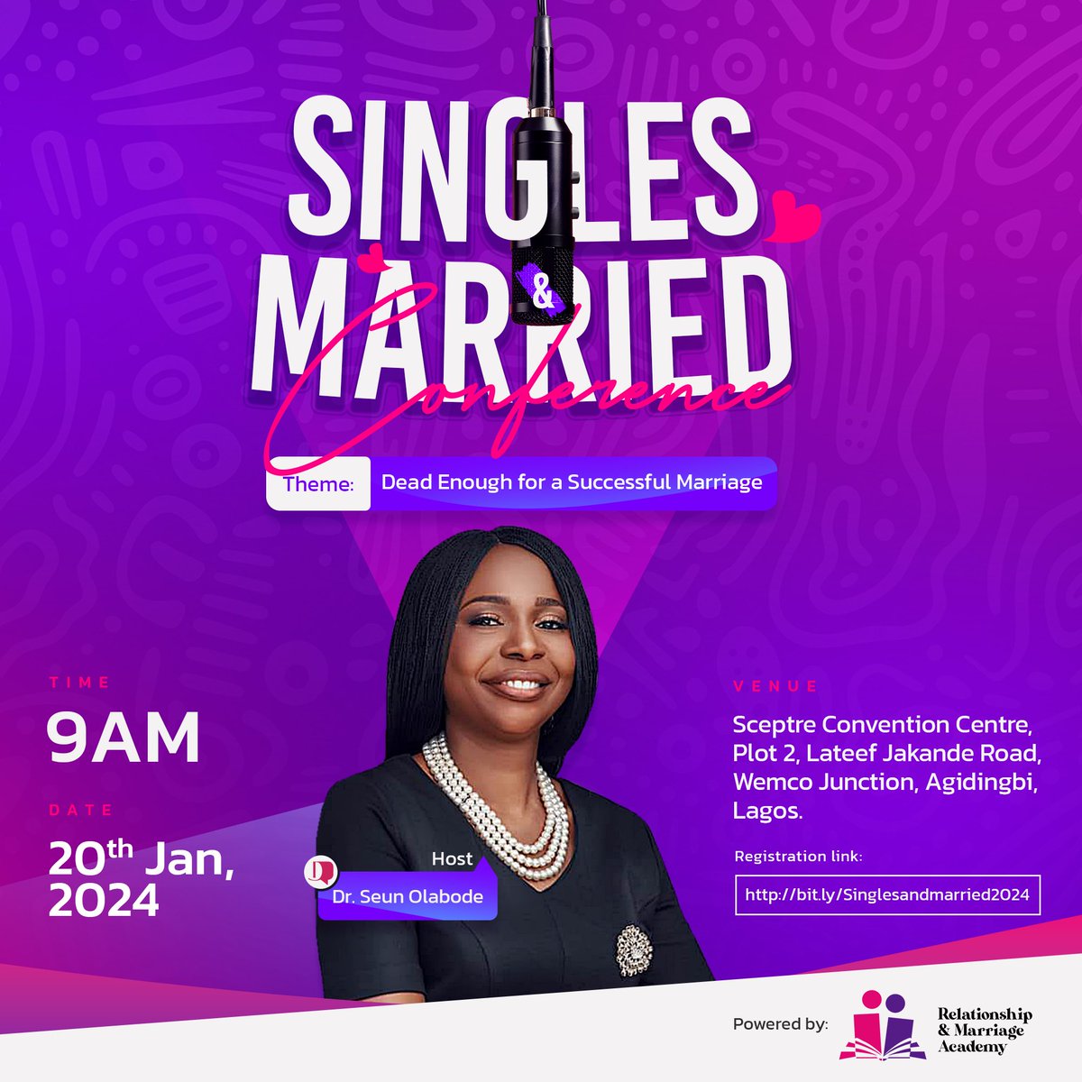 DrSeunOlabode's tweet photo. Calling all singles and married individuals! Get ready to be inspired and empowered at our upcoming conference featuring the renowned @revdejiOlabode this is an event you won't want to miss! ���

This event is free 💯
Register to claim your spot:
https://t.co/08KKbaHESh https://t.co/LD0Ku4B3gK