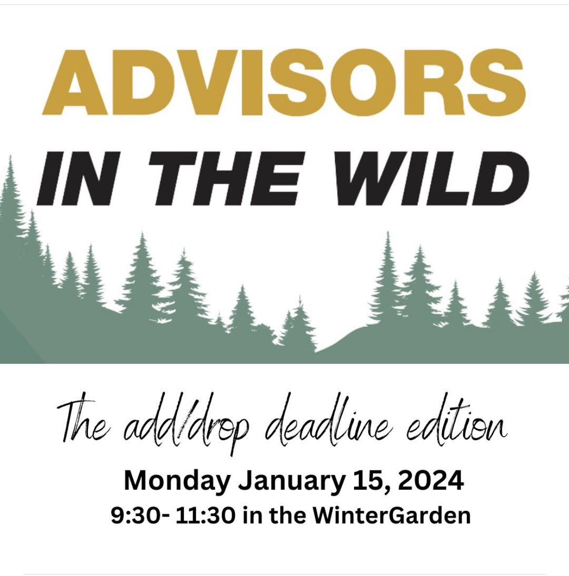 UNBCAdvising's tweet photo. *TODAY! Jan 15/24* Have an add/drop related question that needs to be answered before the January 17th deadline? Stop by and chat with your Student Advising team in the Wintergarden this morning! #thisisunbc https://t.co/H4yT6LEXrM