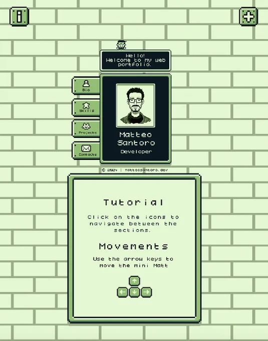 Portfolio website styled like a gameboy