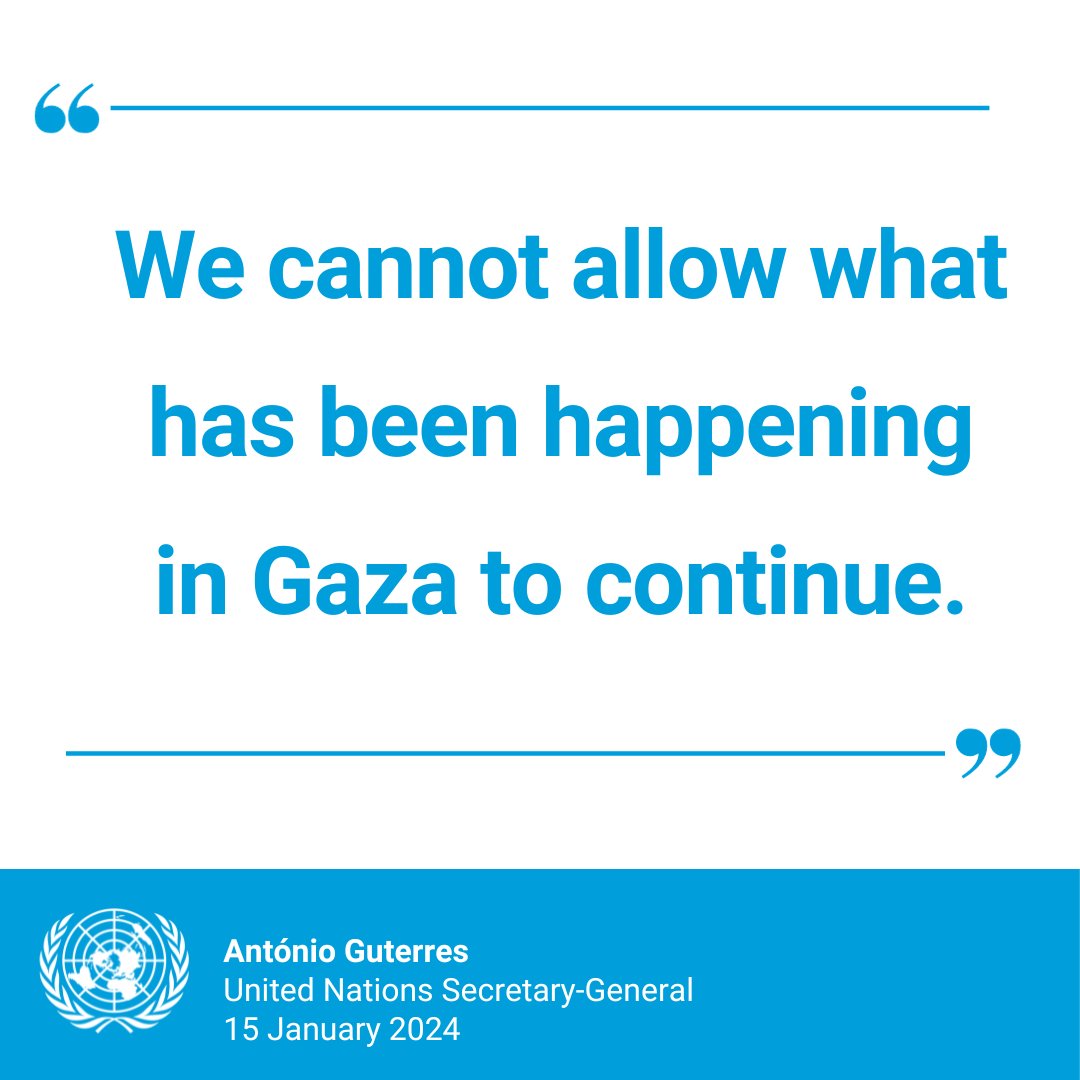 “I am profoundly worried by what is unfolding.” – Speaking on the Middle East, @antonioguterres expresses serious concern about civilian causalities in Gaza; the fate of the hostages; and the threat of tensions spilling over across the region.