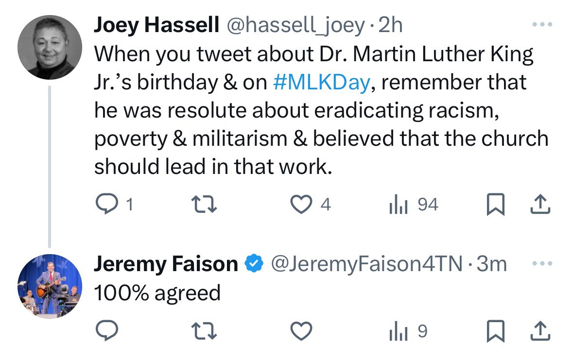 What are you doing to fight literally any of those things, @JeremyFaison4TN? Do you think King would block Medicaid expansion? Expel the Justins? Fight to keep the KKK statue? Ban books about himself? Block the raising of the minimum wage? The list goes on.