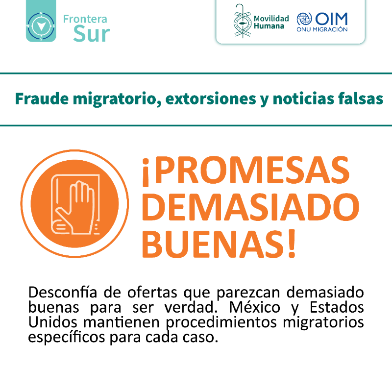 OIM_Mexico's tweet photo. ⚠️ ¡No te dejes engañar por falsas promesas! Recuerda que #TuSeguridadEsImportante.  

La @DEPMH y #OIM México te ofrecemos las siguientes herramientas para que realices tus procesos #migratorios de manera segura, da clic y conoce los detalles 👇🏻👇🏻