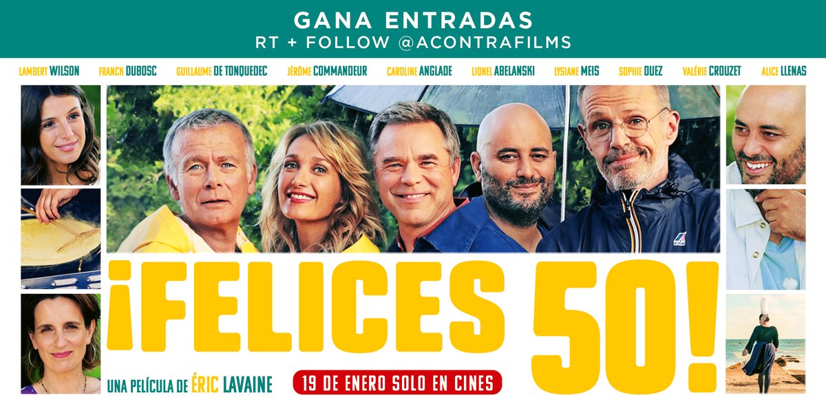 acontrafilms's tweet photo. 🎁¡Sorteamos 3 entradas dobles para #Felices50!🎁

Éric Lavaine vuelve a juntar a los protagonistas de "Barbacoa de amigos" para una divertida comedia que nos lleva de viaje a Bretaña ✈️

¿Quieres una? Sólo tienes que dar RT, decirnos con quién iras al cine y seguir a @acontrafilms.

Tienes hasta el 18 de enero a las 23.59h ⏰

¡Resultados el miércoles 19 de enero! 🍿🎬