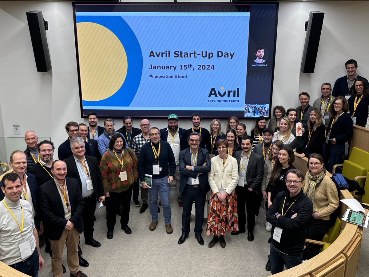 Avril_eng's tweet photo. Today, Avril welcomed start-ups from all over Europe for its first Avril #StartUpDay in partnership with @EITFood, focusing on innovative ingredients from oils, proteins and fibers.

Each of these start-ups had the opportunity to pitch their innovative solutions to experts from Avril subsidiaries.

Congratulations to Cano-ela, Clean Food Group, CUBIQ FOODS, @EcoBean_pl, FoodIQ, @lycotec, NoPalm Ingredients, Perfat Technologies, The VERY Food Co. and Time-travelling Milkman for their presentations, which which will lead to many collaborations.