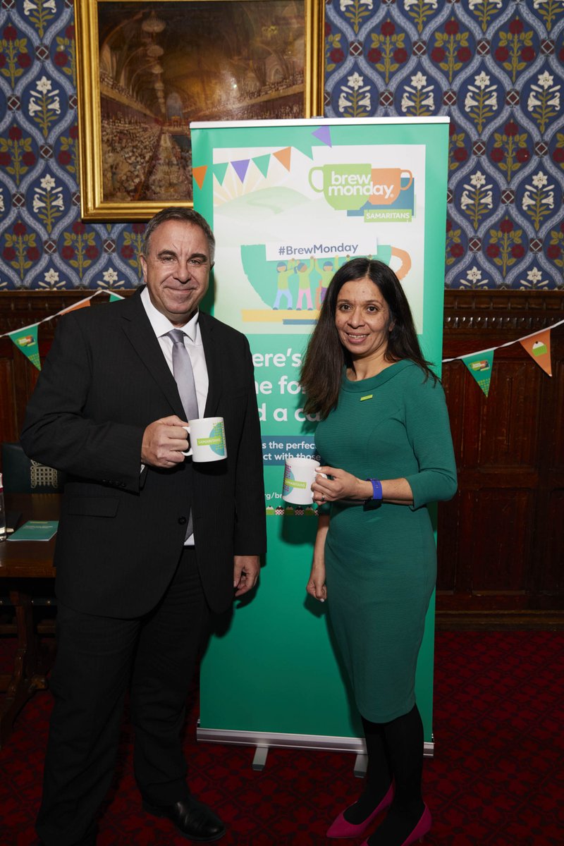 Just had a cuppa and a catch up with @Samaritans for #BrewMonday, and talked about how we can work together to ensure fewer people die by suicide. 

Samaritans are here for everyone 📞116 123 & are helping to dispel the myth of ‘Blue Monday’.
