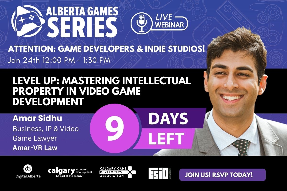 Digital Alberta (@digitalalberta) on Twitter photo Only 9 days left to register for Level Up: Mastering Intellectual Property in Video Game Development Webinar with Amar Sidhu from Amar-VR Law. Hurry and register today! eventbrite.ca/e/ip-law-with-… Only 9 days left to register for Level Up: Mastering Intellectual Property in Video Game Development Webinar with Amar Sidhu from Amar-VR Law. Hurry and register today! eventbrite.ca/e/ip-law-with-…