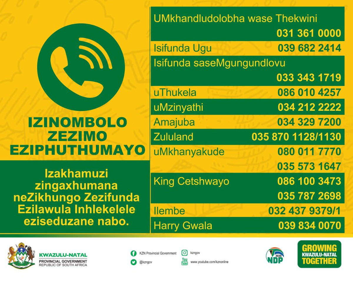 kzngov's tweet photo. With more rains expected in different parts of the province, our disaster teams will remain on high alert. We strongly advise communities to be in safe areas during rains and not attempt to cross flooded bridges, streams, and rivers. #KZNFloods #BeDisasterWise https://t.co/5v1WYmXHGL