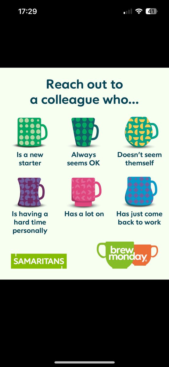 An important message but a simple one 
@NHS_GM 
Coffee/tea/water/ juice always available
#BrewMonday
@TORKIE66