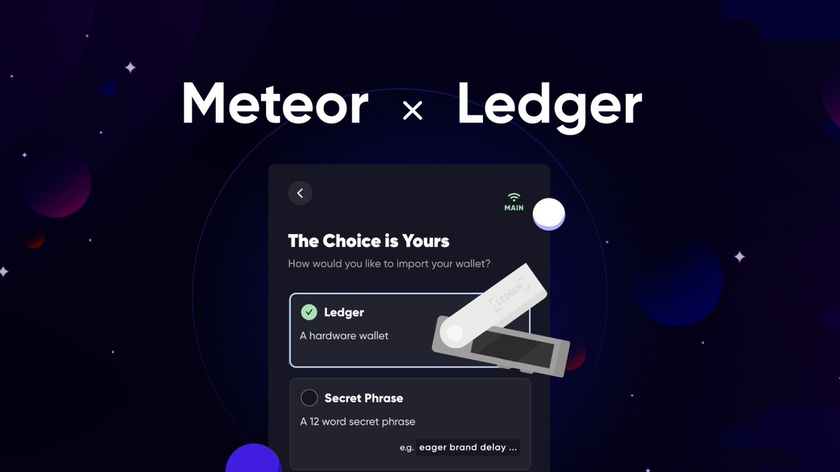 MeteorWallet's tweet image. Introducing: @MeteorWallet x @Ledger ⚙️

You can now effortlessly unlock a more secure and privacy-focused experience on Meteor Wallet with the new Ledger Live integration!

Dive into the future of @NEARProtocol digital asset management at: wallet.meteorwallet.app (#BOS)