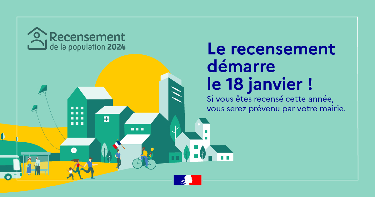 ℹ️ Du 18 janvier au 24 février, la ville réalise le recensement d'une partie de sa population.
👉​ Si vous êtes concerné, votre participation est essentielle et obligatoire. Toutes les infos : bit.ly/3HEqFhj
#recensement2024