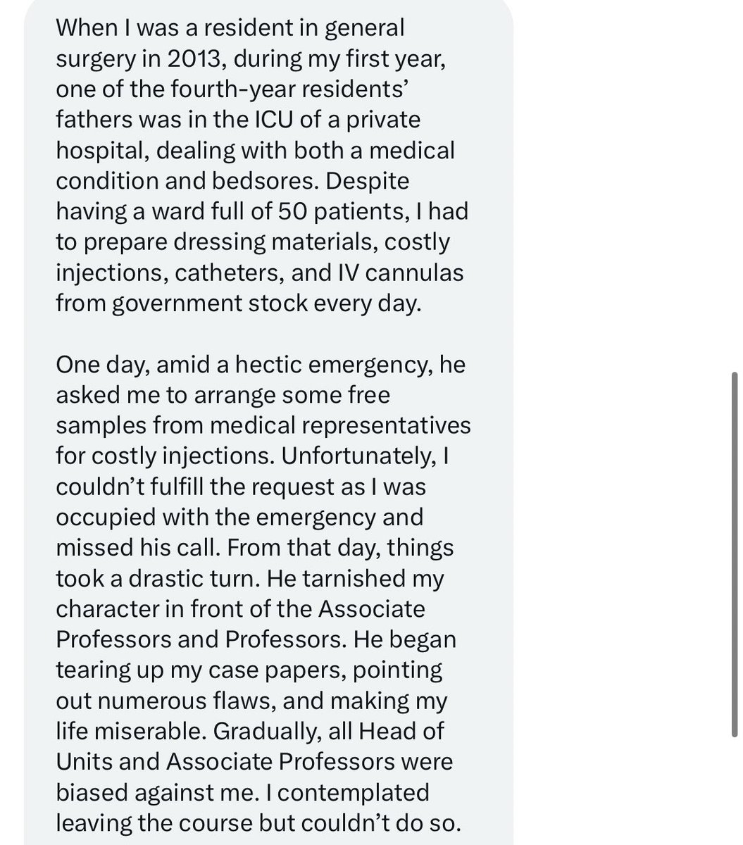 DrDhruvchauhan's tweet photo. This message is by a Super specialist surgeon who himself faced toxicity to the level that he was ready to quit but not everyone is privileged enough hence had to continue despite being scarred .

This is the story of majority medical colleges https://t.co/5p6gEx9cwy