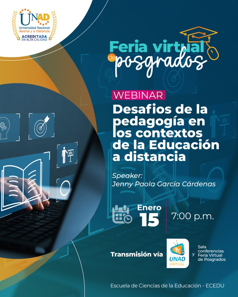 🚀¡Comienza el año ampliando tu conocimiento!🌐Únete a la Feria virtual de #PosgradosUNAD con charlas de expertos.🎤 Explora Analítica de datos e IA en biotecnología, Educación disruptiva y Desafíos pedagógicos en la educación a distancia.📚

Conéctate👉🔗 youtube.com/@universidadun…