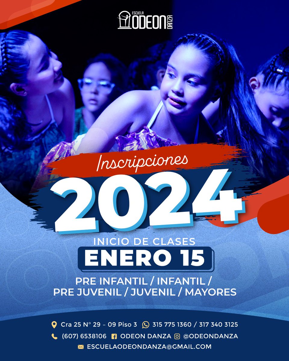 odeondanza's tweet photo. Inscripciónes 2️⃣0️⃣2️⃣4️⃣, Anímate a ser parte de esta familia Odeón danza 💙❤️ 
#alritmodelalma😍😍😍 #soyodeon #bucaramangalabonita #incripcionesabiertas #danzabucaramanga https://t.co/qLohHrGDgi