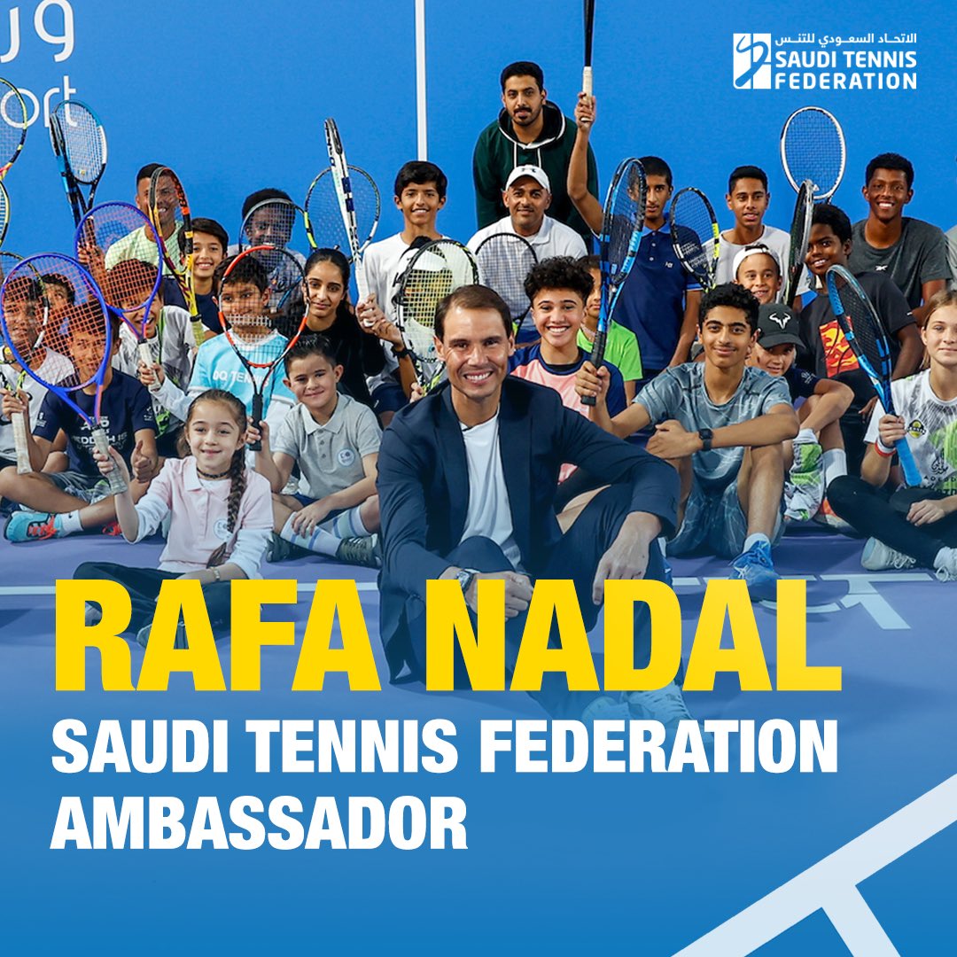 sauditenfed's tweet photo. A sporting icon. Incredible to welcome @RafaelNadal as a new ambassador for @sauditenfed 

Developing young players and growing interest in tennis. 
Click here to Learn More – 
https://t.co/neZVvbLRZR https://t.co/0eEuHz4Abi