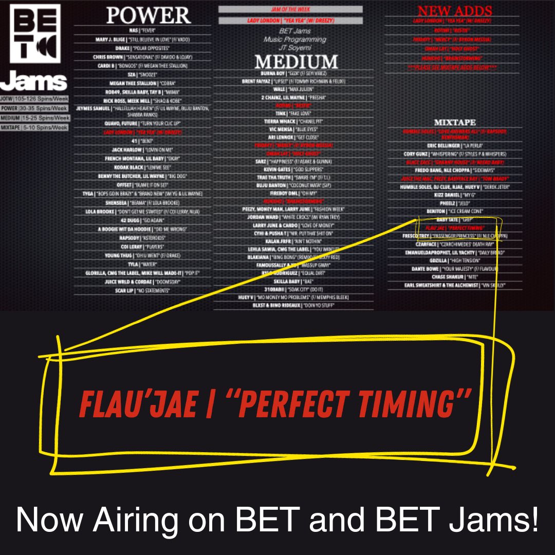 HIPVideoPromo's tweet photo. Be sure to check out @flaujae's newest single "Perfect Timing" on both @bet and BET Jams! It will be on rotation, so you will have plenty of opportunities to catch it live!
#flaujae #perfecttiming #bet #betjams #musicvideo #musicvideopromotion #musicvideomarketing #hipvideopromo https://t.co/VYJxYc3mkN