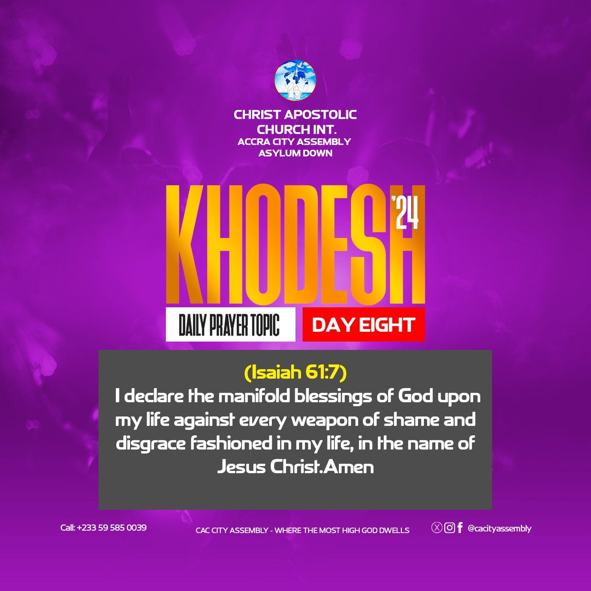 cacityassembly's tweet photo. Join Our Fasting & Prayer Network Now! 🕊️🤍
DAY 8: ISAIAH 61:7 🗣❤️🔥
Church service @ 6 pm 🥳💪
SEE YOU 🔜!!! 🏃♂️🏃♀️
GOD BLESS YOU! 🙏🥰
#ABlessingToTheNations
#Khodesh #Khodesh2024
#NewBeginningWithGod
#CacAsylumDown🛐
#CaciCityAssembly💒
#WhereTheMostHighGodDwells🔥 https://t.co/ViOdwSufae