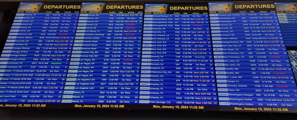 ⚠The airport remains open – bad weather has not impacted normal operations. Stay in contact with your airline for flight status. Weather conditions across the U.S. are affecting flight schedules. Continue to monitor road conditions before leaving for the airport.