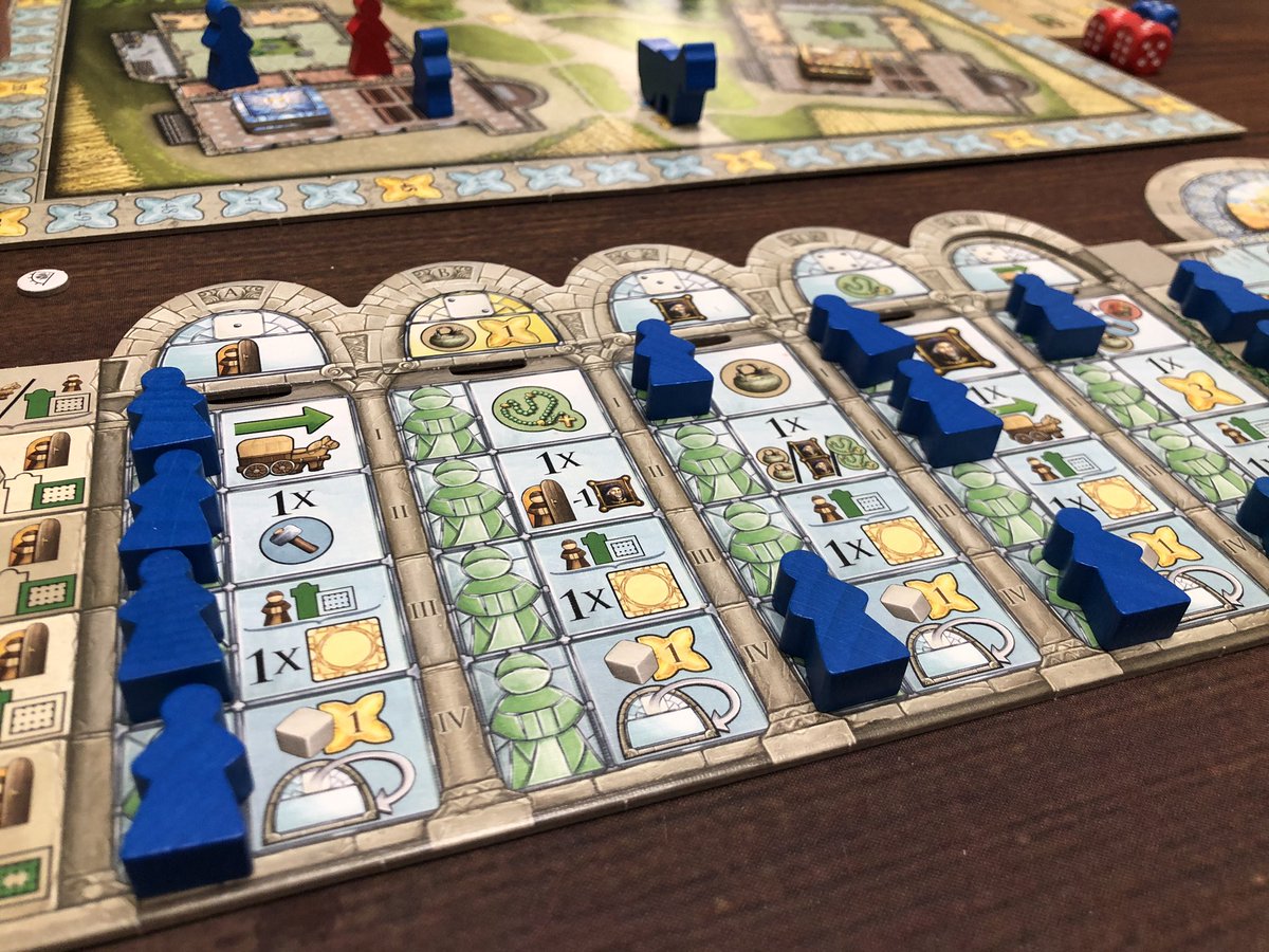Picked up a copy of Monasterium (1st Ed) at auction sale this past Saturday and we decided to table it last night for a learn and play…nearly melted my head lol.  Lots going on here and not everything is explained clearly in rules but I do love the look and theme! 
#boardgames