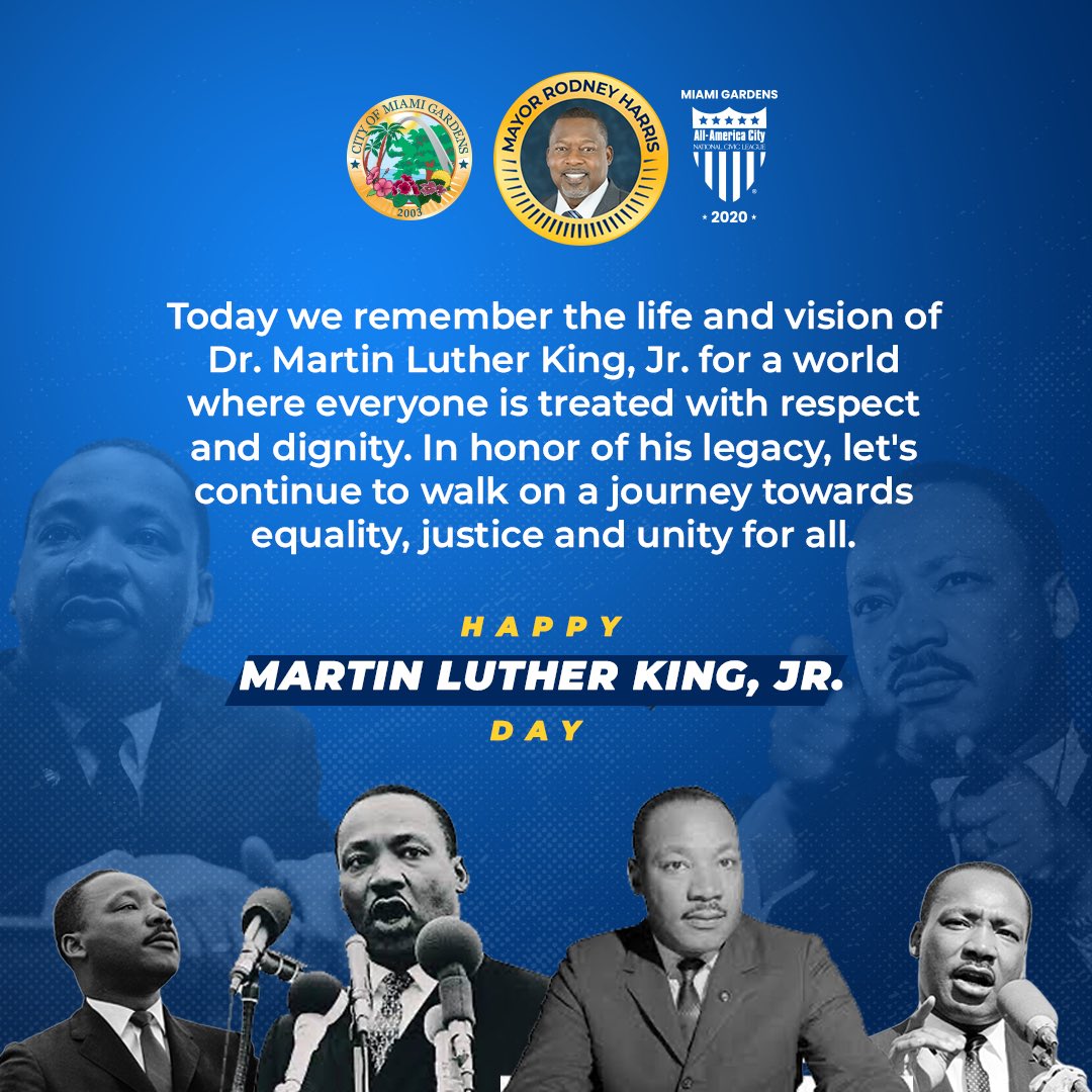 Today we remember the life and vision of Dr. Martin Luther King, Jr. for a world where everyone is treated with respect and dignity. In honor of his legacy, let's continue to walk on a journey towards equality, justice and unity for all.