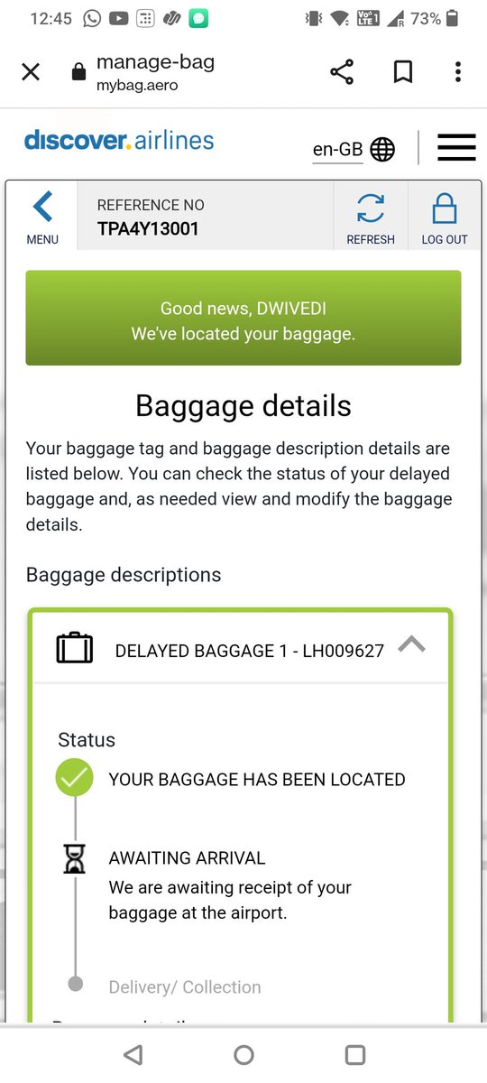 shivamdvd's tweet photo. @lufthansa @Lufthansa_USA @DiscoverAir ref no. TPA4Y13001; baggage tag no. LH009627. At Tampa airport, I was promised that my bag will be delivered today. Today customer care tells me they have no idea when the bag will be delivered. This is harassment. Please help. VERY URGENT! https://t.co/bZPQTxCtyn