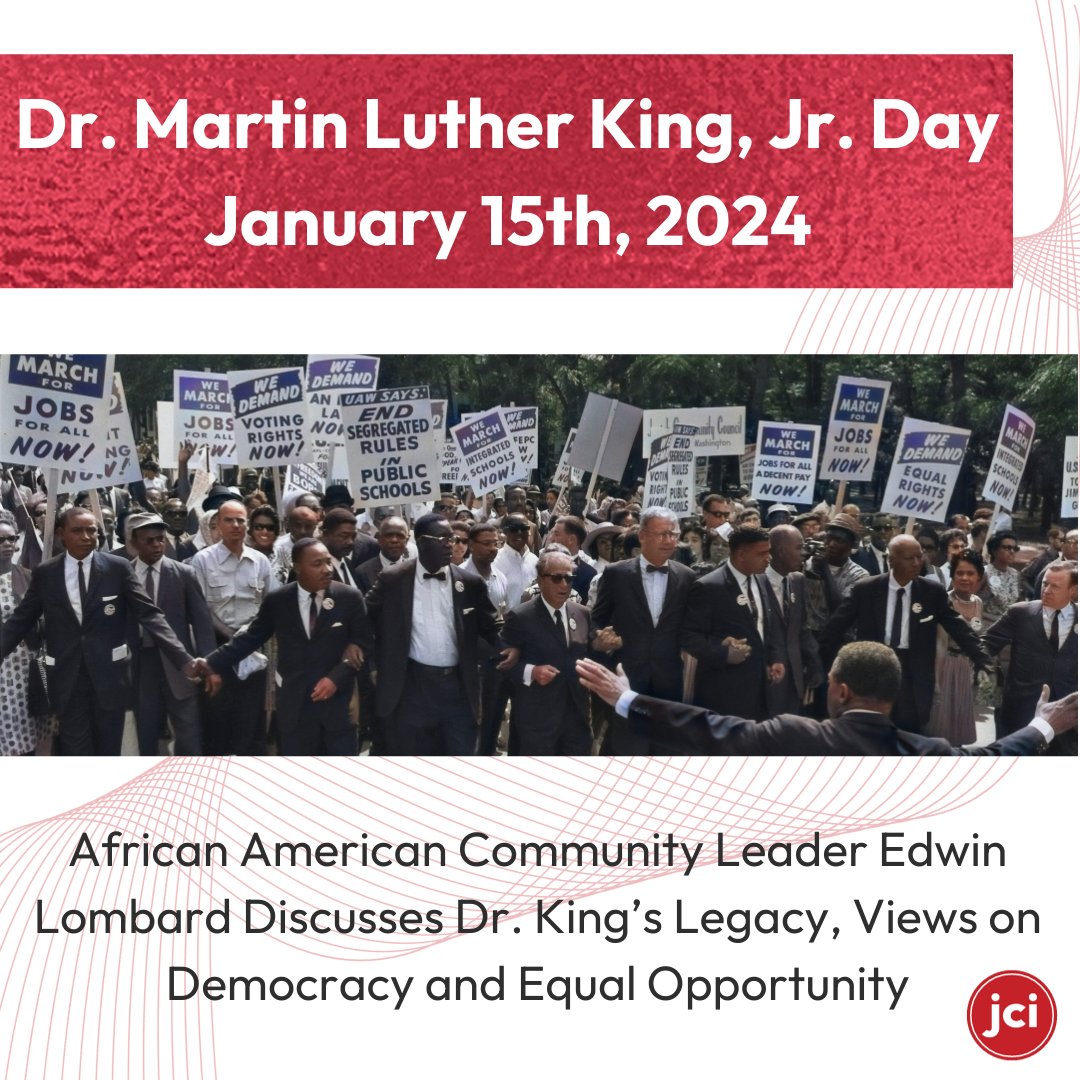 JCI_SJacobson's tweet photo. In honor of MLK day, we interviewed JCI partner Edwin Lombard, who leads the California African American PAC and his own consulting/advocacy firm Edwin Lombard Management. We appreciate his insights on Dr. King’s legacy and the future of racial equity.
https://t.co/EgCaO7C0E0 https://t.co/eMvpxxKzik
