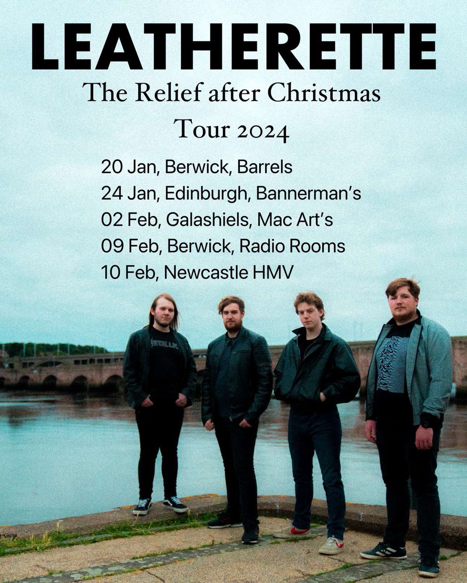 LeatheretteBand's tweet photo. We’re pleased to announce dates for our “Relief after Christmas” Tour!  

Make sure you catch Leatherette on one of the up and coming dates planned! Tickets for required gigs will be available in our Bio shortly! 🎟️ https://t.co/itZiwYtyfk