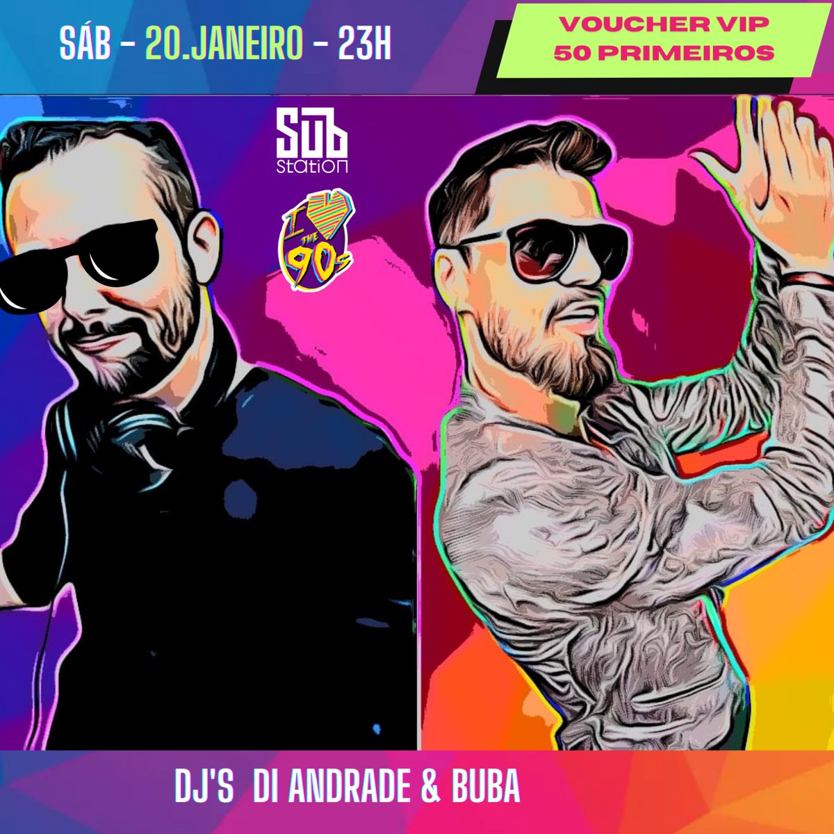 I Love The 90s - Sábado 20.Janeiro - 23h

Especial Inédito ::: ElectroHits Vs. EuroPOP 

Voucher VIP pros 50 primeiros que chegarem no dia do evento ::: Retire o Seu Aqui no Link ou Garanta sua entrada no lote inicial de R$15 

VOUCHER OU ANTECIPADO :: 
sympla.com.br/evento/i-love-…