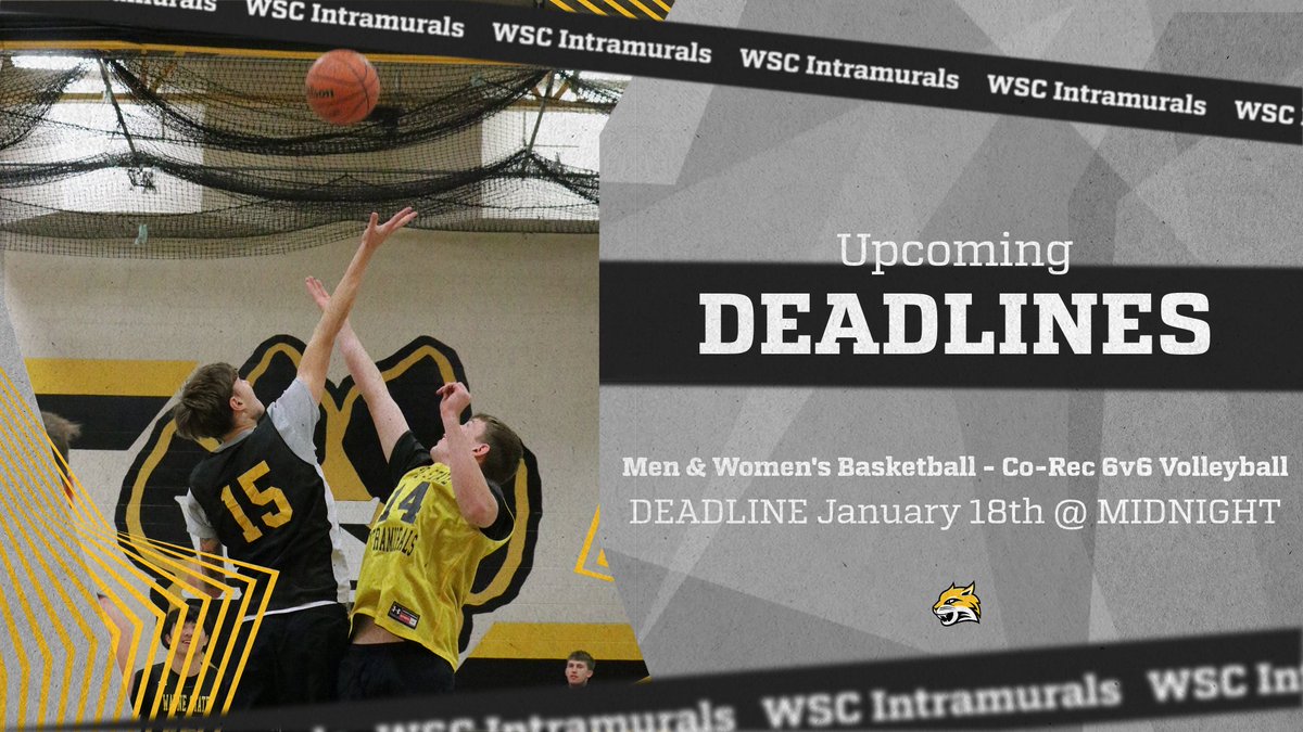 WSCRec's tweet photo. Basketball and Co-Rec Volleyball deadlines are this Thursday. Make sure to sign up on IMLeagues! https://t.co/paziRMJj6V
