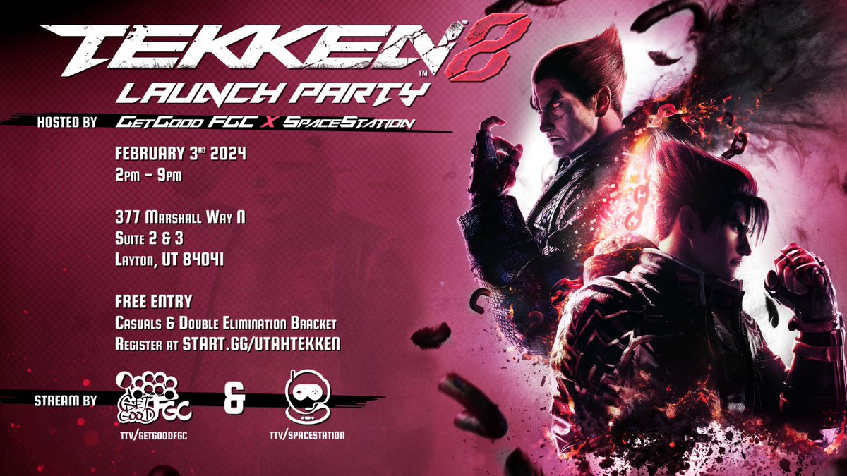 It was so nice, we have to do it twice. Our next launch party with @Spacestation is for #TEKKEN ! Join us at SSG HQ February 3, 2024 for casuals and a double elim bracket!! FREE ENTRY! Bring your sticks! Register: start.gg/utahtekken