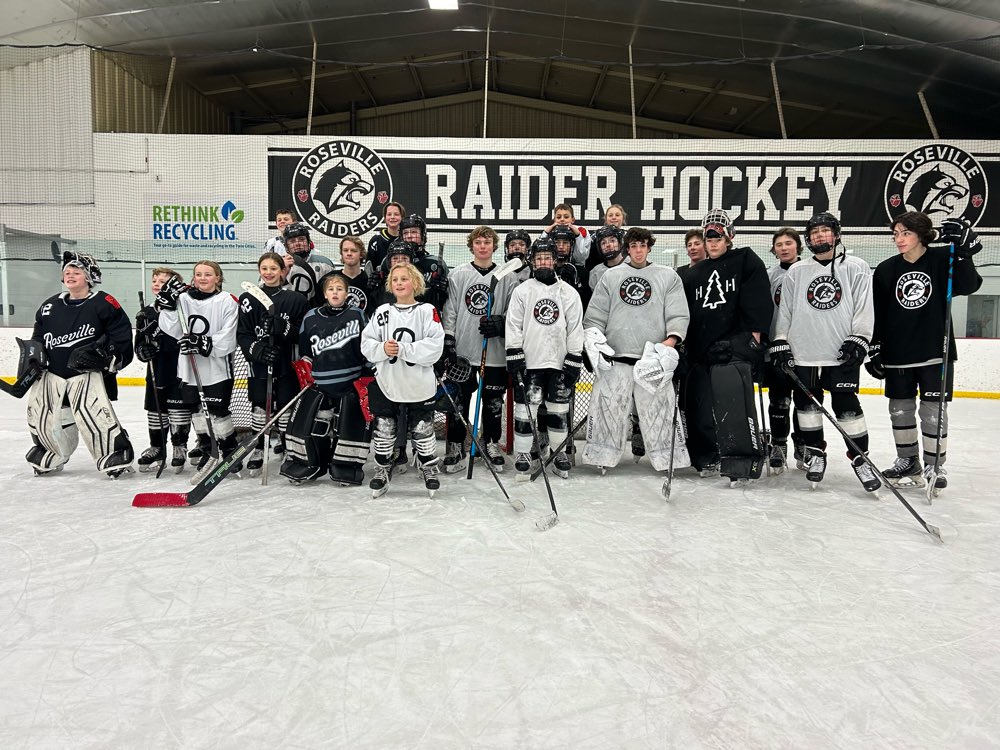 Bantams shared an hour of ice with the A Squirt team for some fun games yesterday 
<a href="/RaiderHockeyMN/">Roseville Hockey</a> <a href="/YouthHockeyHub/">YHH</a>