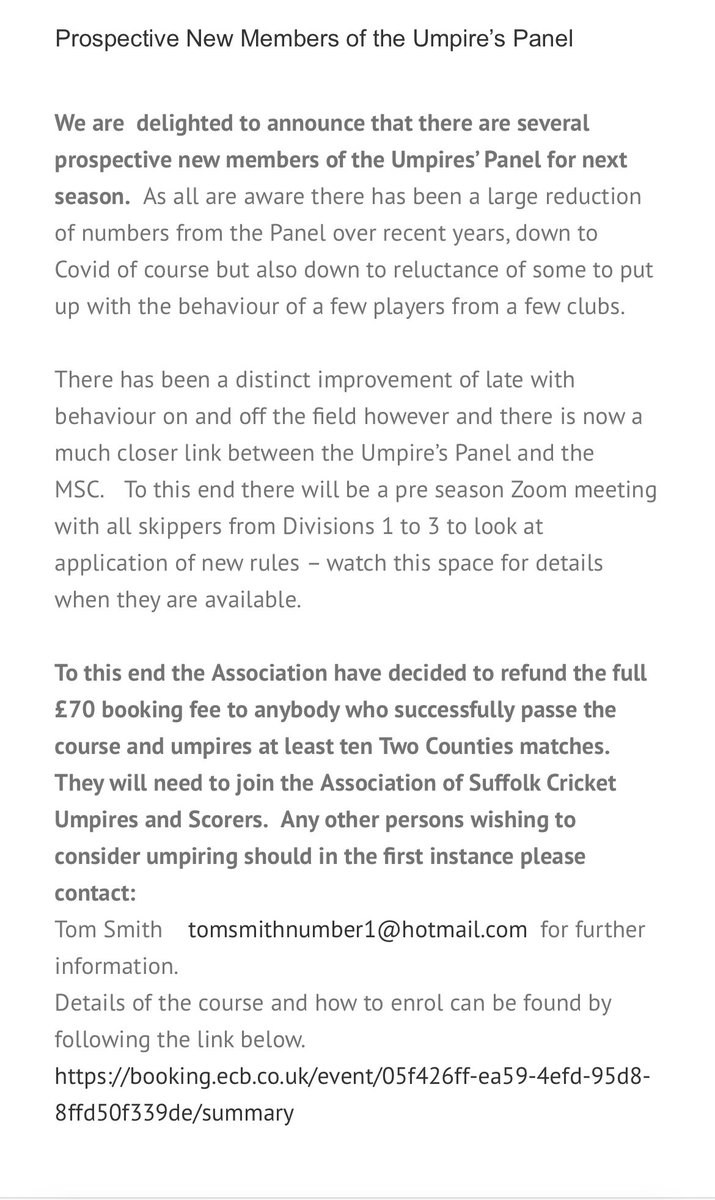 Become and umpire have stand in 10 TC this year and get the entire course fee reimbursed….

Sounds like a good idea to us!