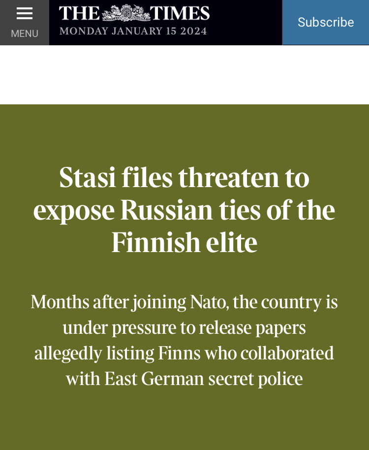 Virkki5's tweet photo. 2/ Unlike the other #Nordic &amp; #Baltic states, #Finland has not opened the files despite (or rather, due to) the past #Finlandization &amp; deep #USSR/#Russia n influence networks.

It is time for full #lustration.

Please read the piece by @olivernmoody. 👇

https://t.co/4l2hByCslD https://t.co/DgfrLAUOwi