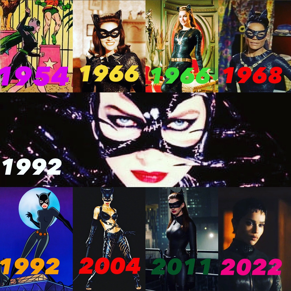 creaturesofthe's tweet photo. Every Catwoman starting in 1954’s Detective Comic The Crimes of the Catwoman #Catwoman #MichellePfieffer #Batman https://t.co/0MJfGDGS6a