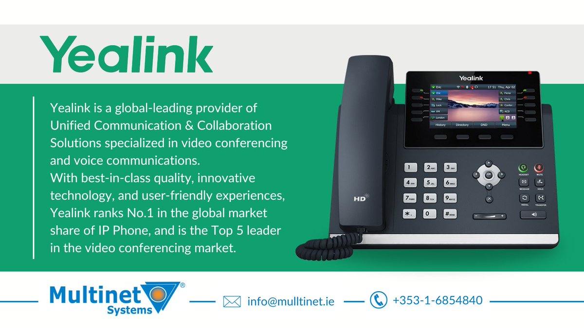 multinetIreland's tweet photo. We carry a wide variety of Yealink products ex stock.

For more information contact us at info@multinet.ie

#yealink #telecomsolutions #telecommunications #hybridwork #headsets #ipphones #videoconferencing https://t.co/k0V8pof0K0