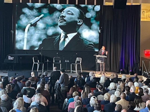 Powerful & insightful conversation between civil rights icon Clarence Jones, renowned broadcast journalist Craig Melvin, & leader Congressman Ritchie Torres at Westport’s 18th annual MLK celebration yesterday. An impressive session on living history.