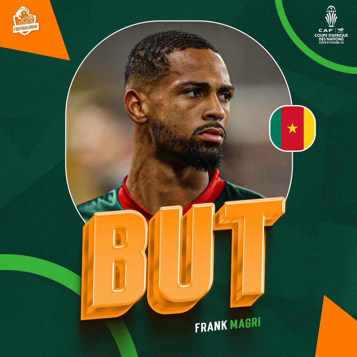 Footballogue's tweet photo. CAMEROUN 🇨🇲 1-1 🇬🇳 GUINÉE

⚽️ BUUUUUUUUUUUUUUUT DE MAGRI !

Le match est définitivement relancé !

#CAN2023 https://t.co/IhNkDuUVKr
