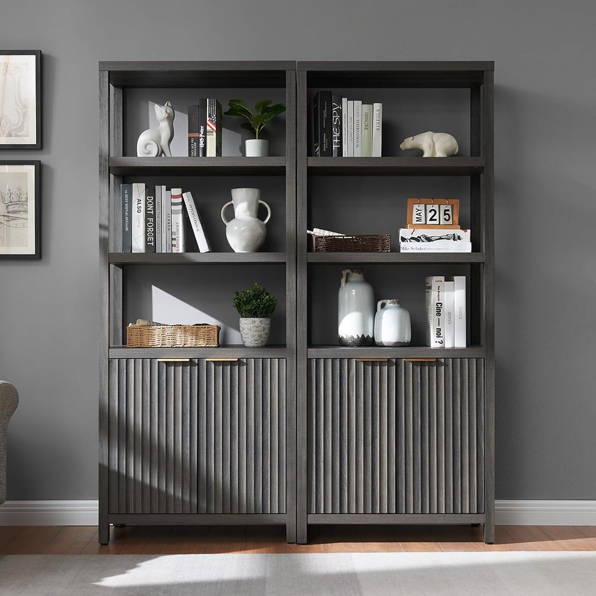22_bofe's tweet photo. OAKHAM HOME Oxford Bookshelf, Tall Book Shelf with Doors Cabinet, 5-Tier Bookcase, Large Wooden Bookshelves with Fluted Panel, Bookcases with Storage for Living Room, Bedroom (Black Oak)https://t.co/B4gZw3lWir https://t.co/zsj2Qfeayn