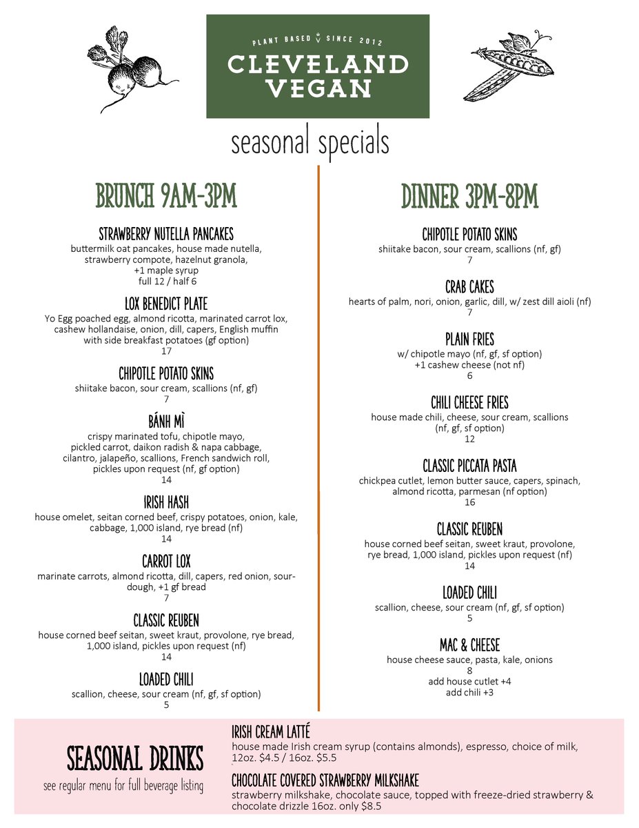 New Specials menu starts 1/16! All your favs including the Reuben are back! 

#clevelandvegan
