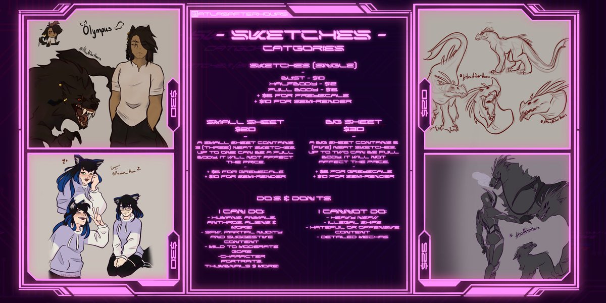 AtlasAfterHours's tweet photo. I’m taking commissions!!
And with that, an updated 2024 Commission Sheet!
If you have any questions, feel free to ask or dm me! https://t.co/EuzlwieauT