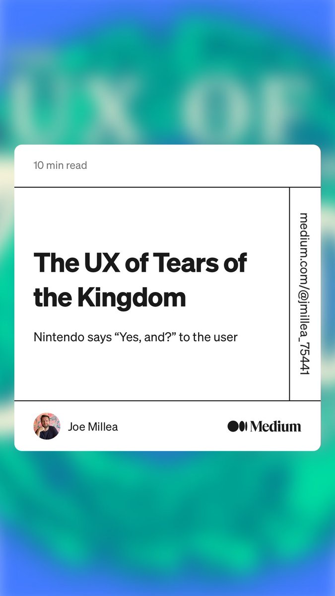 jhmillea's tweet photo. “The UX of Tears of the Kingdom” by Joe Millea
https://t.co/rsMfANK5sP https://t.co/YVP0sCcIKS