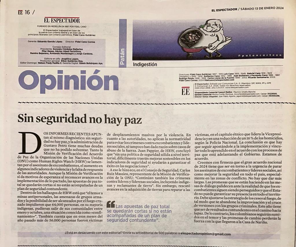 Voces calificadas como @LuisFelipeHenao  y el editorial de @ElEspectador, <a href="/fidelcanoco/">Fidel Cano Correa</a>, representan a los colombianos que cada vez piden acciones contundentes al Gobierno Nacional en el tema de seguridad. También son una radiografía de lo que llevamos advirtiendo hace tanto