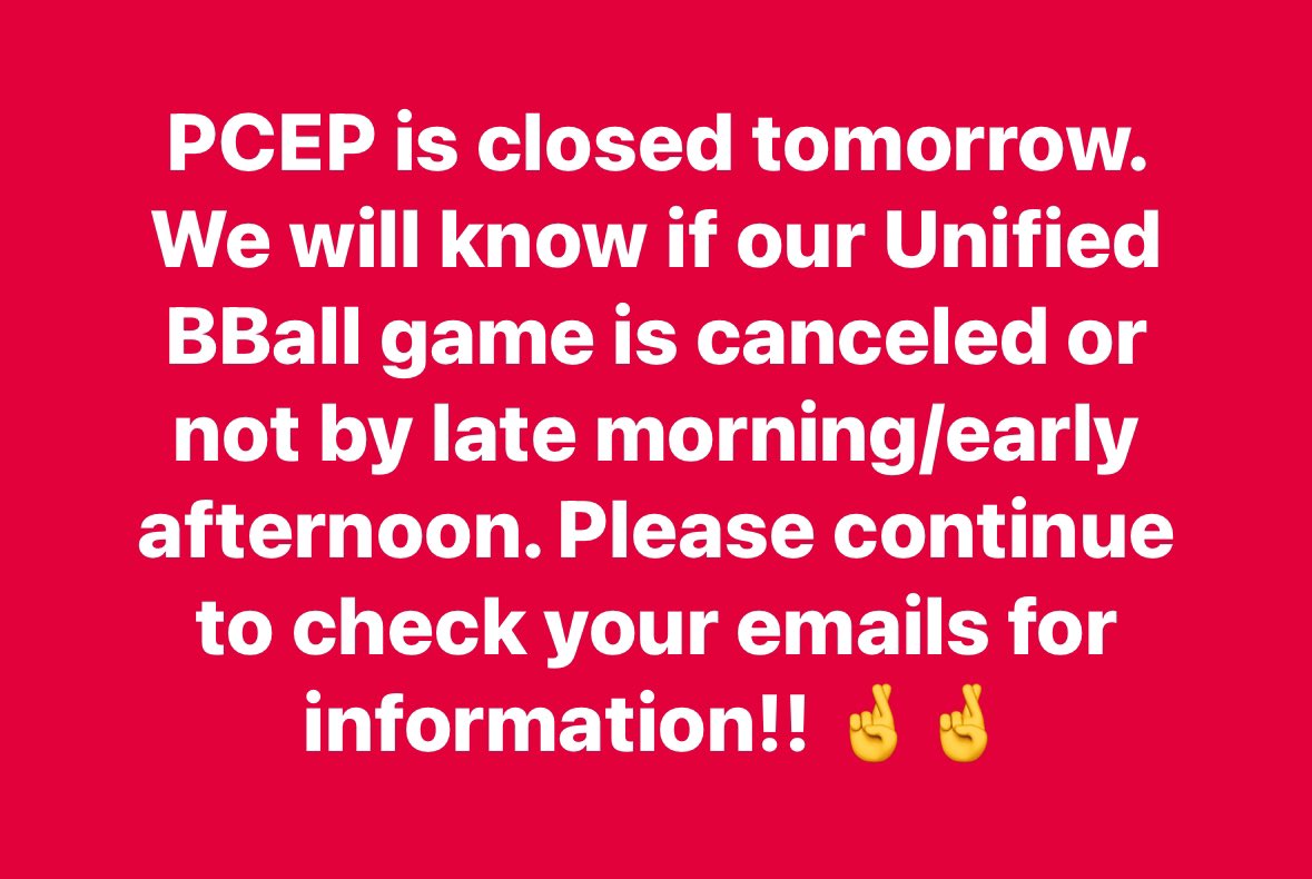 Please continue to check your emails tomorrow for updated information about our Unified BBall game! Fingers crossed 🤞🤞!!
