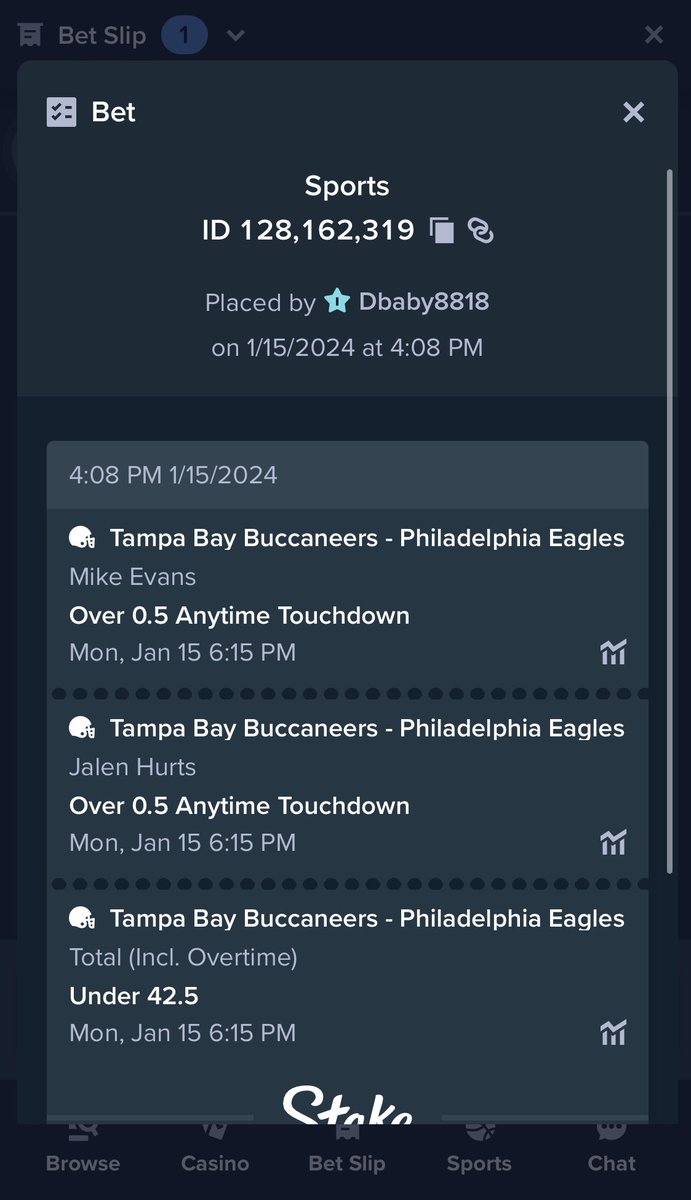 TDParlays's tweet photo. @Stake Bet ID: 128,162,319
Stake: Dbaby88 https://t.co/x4NMHqYpaQ