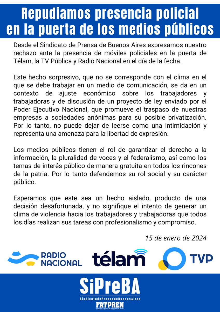 SiPreBA - Sindicato de Prensa de Buenos Aires tweet media