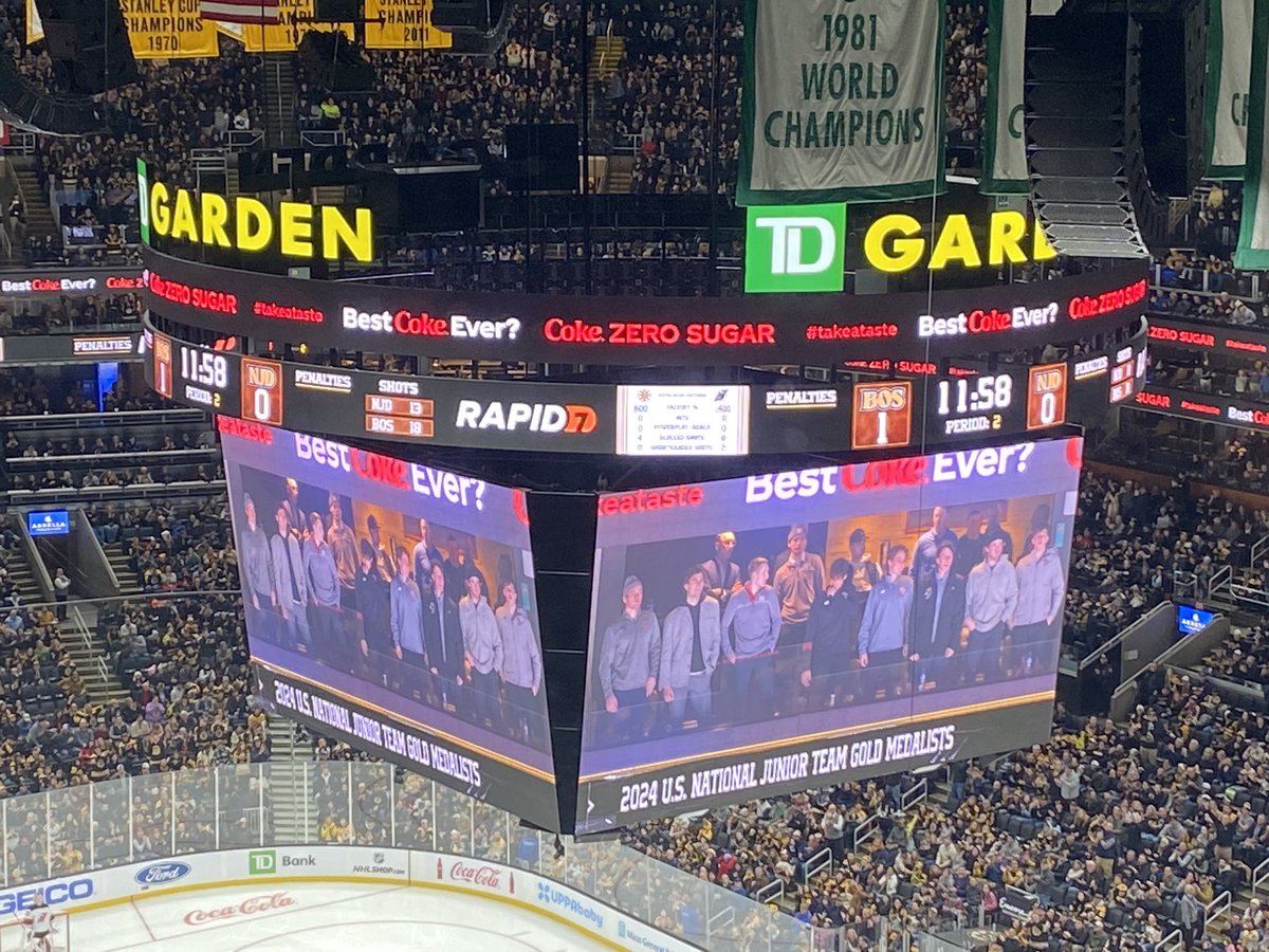 The gold medalists were honored at today’s <a href="/NHLBruins/">Boston Bruins</a> game 🥇