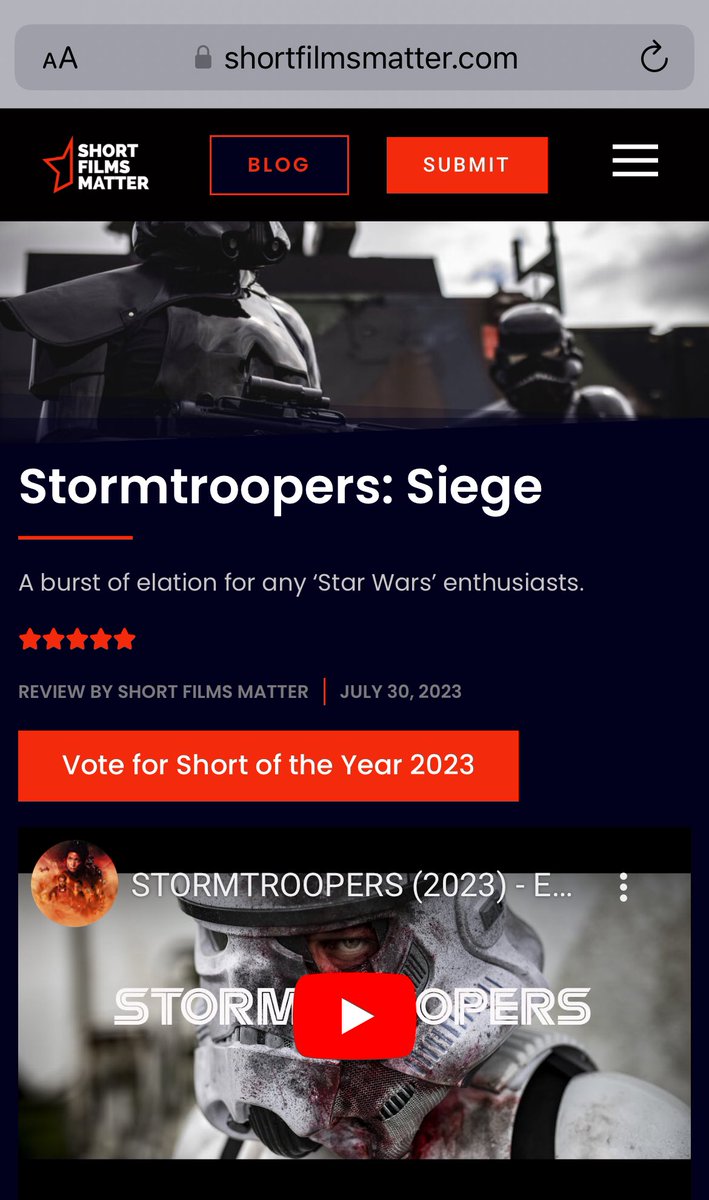 Vote for Stormtroopers - Siege
#StarWars #Stormtroopers
shortfilmsmatter.com/4161/stormtroo…