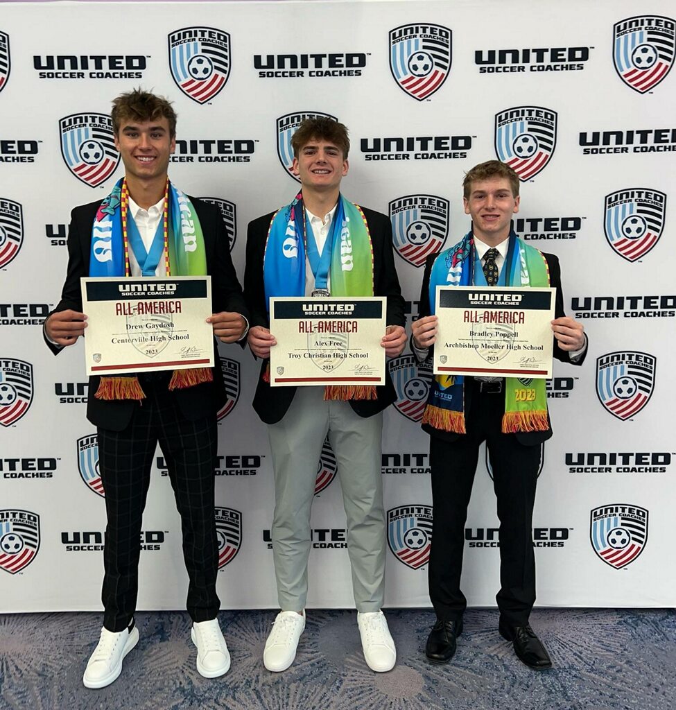 cincyunited's tweet photo. CONGRATS! to CUP Project 60 players Bradley Poppell (Moeller), Drew Gaydosh (Centerville) and Alex Free (Troy Christian) for being named HS All-Americans! Bradley will be attending Air Force next year, Drew (a 2x AA!) will be playing at Indiana and Alex will be at UD.  Way to go! https://t.co/jiycn1bVrB